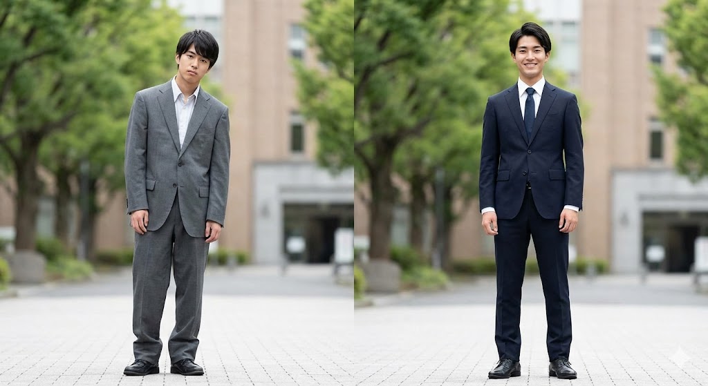 入学式で失敗するダボダボのスーツと成功するオーダースーツの比較